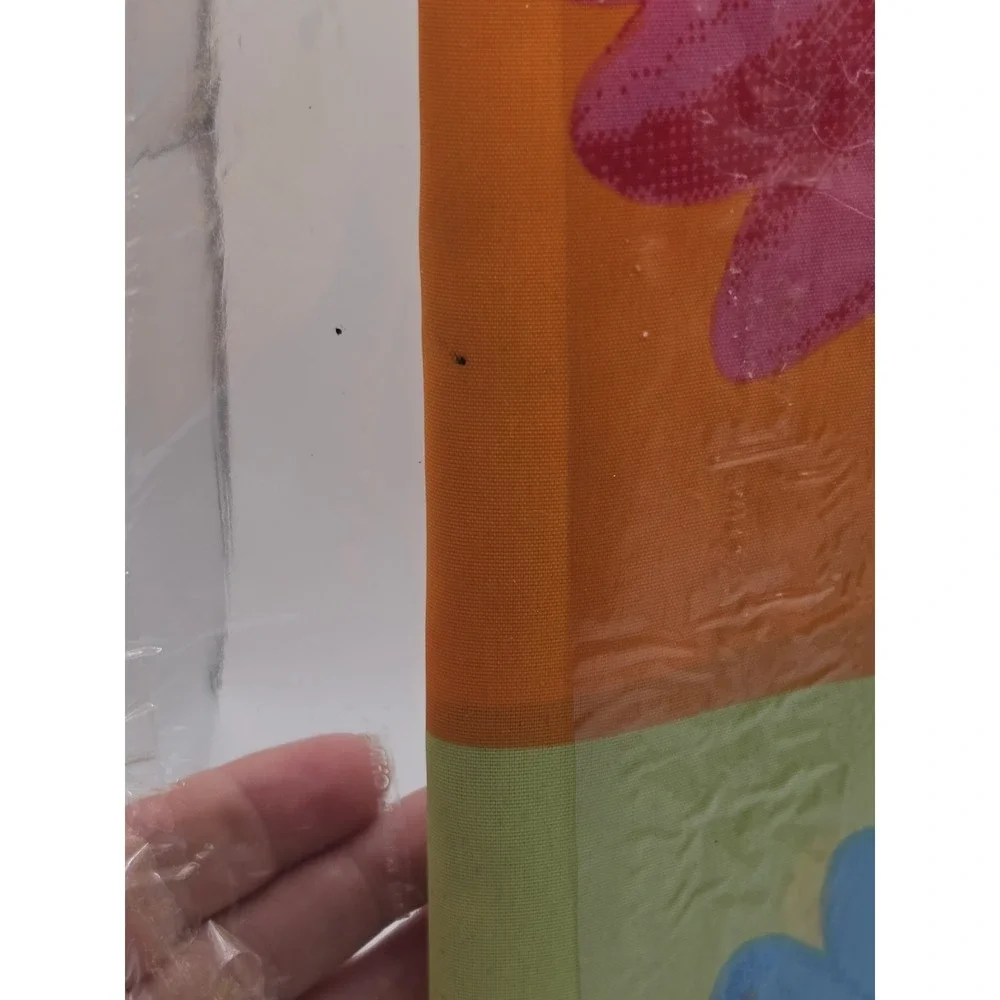 Vintage New No Boundaries Flower Power Shower Curtain Crazy Daisy USA (FLAW)